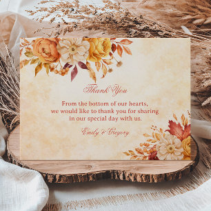 Tarjeta De Agradecimiento Mensaje de Apreciación Floral de Otoño Elegante