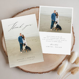 Tarjeta De Agradecimiento Mensaje de Boda con Superposición de Foto de Escri