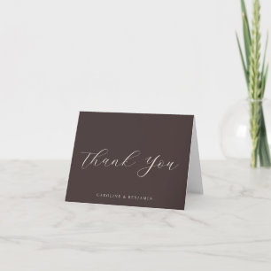 Tarjeta De Agradecimiento Mensaje de boda en caligrafía marrón elegante