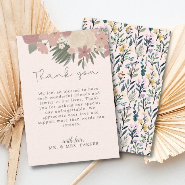 Tarjeta De Agradecimiento Mensaje de guión escrito de mano floral estética (Subido por el creador)