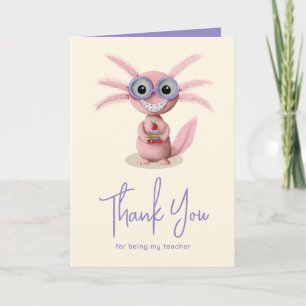 Tarjeta De Agradecimiento Mensaje de maestro de Axolotl lindo