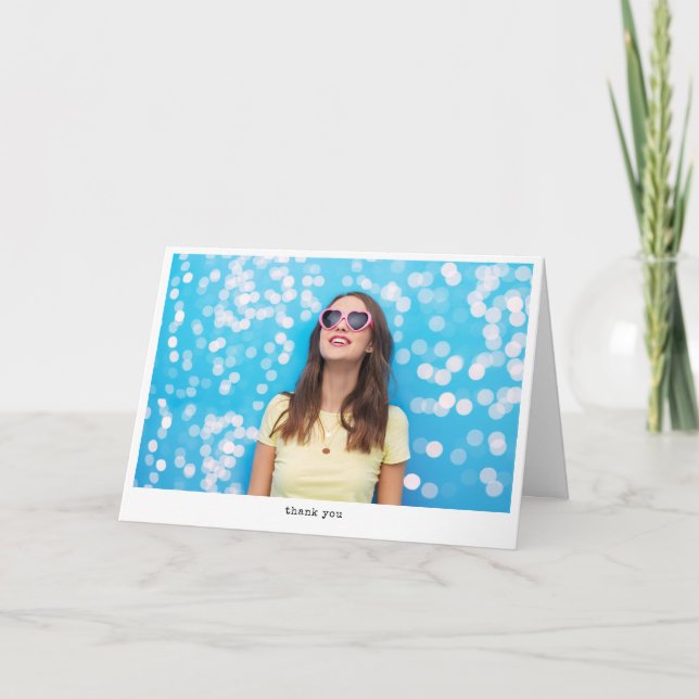 Tarjeta De Agradecimiento Mensaje de máquina de escribir simple foto Persona (Anverso)