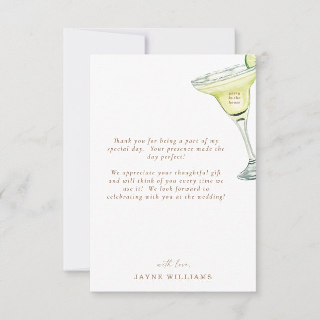 Tarjeta De Agradecimiento Mensaje de Margarita Fiesta en la Casa Gracias (Anverso)