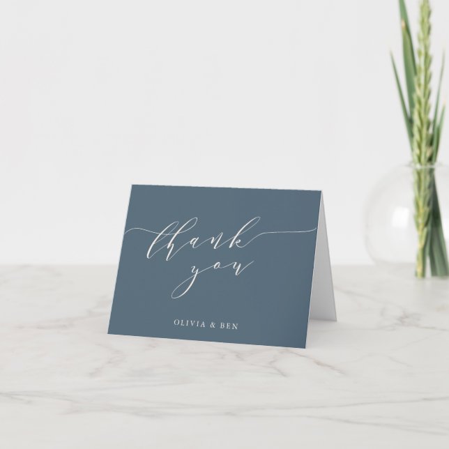 Tarjeta De Agradecimiento Mensaje de Personalizado de Boda de script minimal (Anverso)