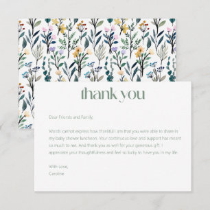 Tarjeta De Agradecimiento Mensaje de Personalizado de flores silvestres de B
