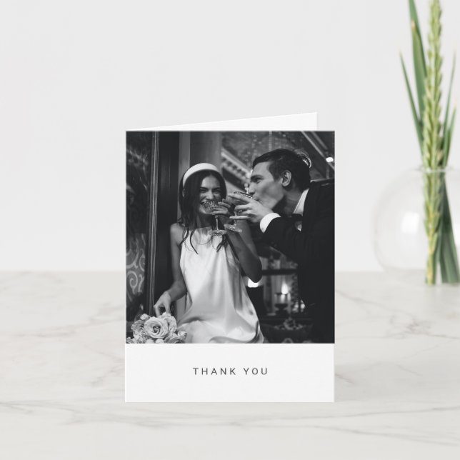 Tarjeta De Agradecimiento Mensaje editable de foto de casamiento personaliza (Anverso)