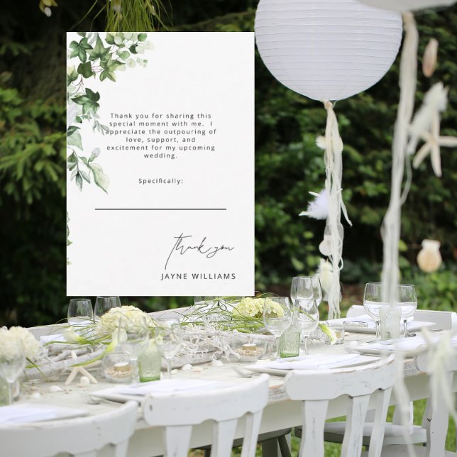 Tarjeta De Agradecimiento Mensaje Ivy White Bridal Shower Gracias (Subido por el creador)