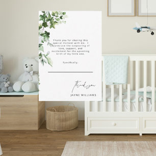 Tarjeta De Agradecimiento Mensaje neutral Greenery Baby Shower Gracias