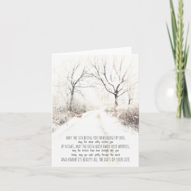 Tarjeta De Agradecimiento Mensaje, nieve con perro (Anverso)