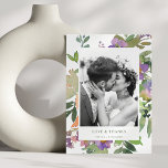 Tarjeta De Agradecimiento Mensaje Personalizado Boda floral Naranja púrpura<br><div class="desc">Boho Watercolor Naranja Púrpura Boda Floral Mensaje de agradecimiento a tarjeta con su foto</div>