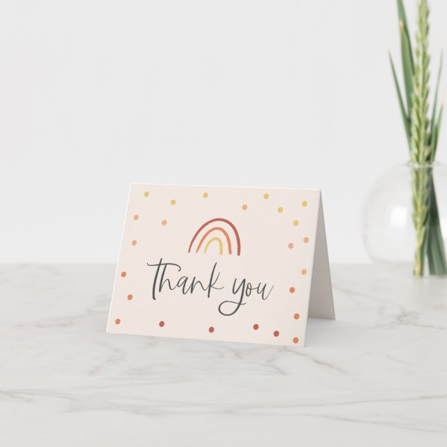 Tarjeta De Agradecimiento Mensaje personalizado del arcoiris de la terracota (Anverso)