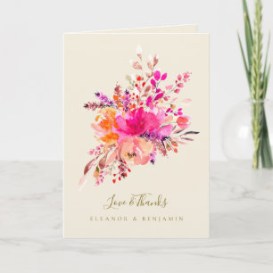 Tarjeta De Agradecimiento Mensaje personalizado para foto de boda floral ros