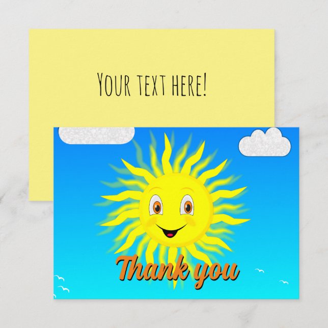 Tarjeta De Agradecimiento Mensaje Personalizado Sunshine (Anverso / Reverso)