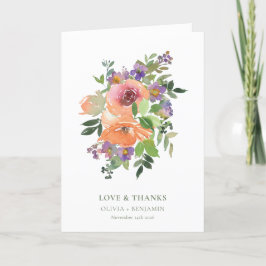 Tarjeta De Agradecimiento Mensaje plegado del Personalizado Boda floral Nar