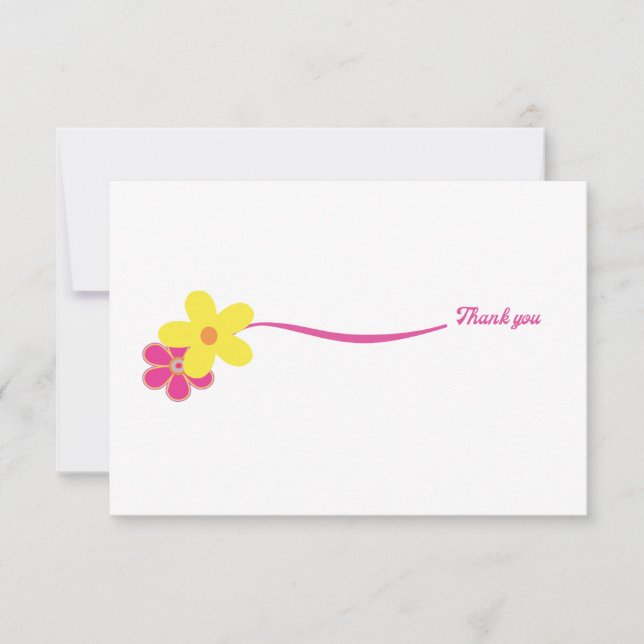 Tarjeta De Agradecimiento Mensaje Retro Hot Pink Bridal Shower (Anverso)