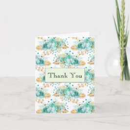 Tarjeta De Agradecimiento Menta Glam Gold Floral Gracias