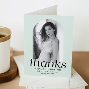 Tarjeta De Agradecimiento Menta   Moderna graduación de fotografía Minimalis