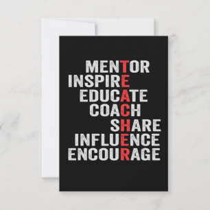 Tarjeta De Agradecimiento Mentor Inspire Educar Entrenador Compartir Influen