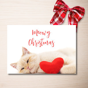 Tarjeta De Agradecimiento Meowy Navidades Funny Cat Photo Holiday Card