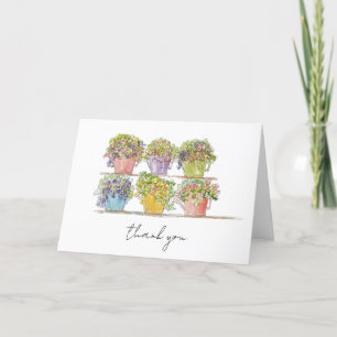 Tarjeta De Agradecimiento Mercado de Flores Alegre Bosquejo Dibujado a Mano