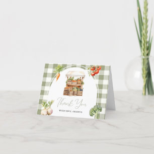 Tarjeta De Agradecimiento Mercado fresco local Baby Shower Gingham