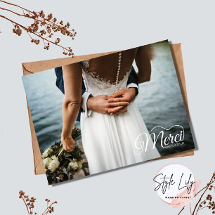 Tarjeta De Agradecimiento Merci Beacoup Foto Boda Gracias