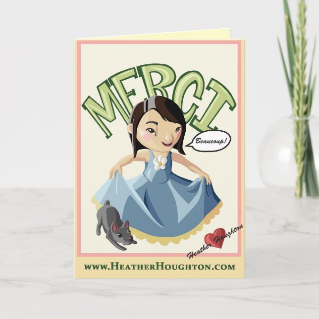 Tarjeta De Agradecimiento Merci Beaucoup (Anverso)