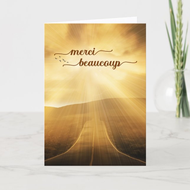 Tarjeta De Agradecimiento Merci French Sunlit Endless Road (Anverso)