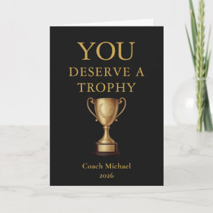 Tarjeta De Agradecimiento Mereces un Trofeo Divertido Entrenador Elegante Eq