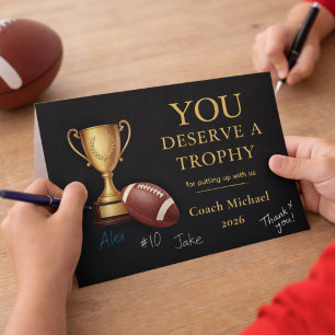 Tarjeta De Agradecimiento Mereces un Trofeo Entrenador de Fútbol Divertido