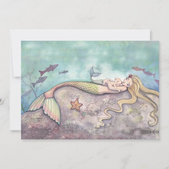 Tarjeta De Agradecimiento Mermaid Lullaby Baby Shower Gracias Cartas (Anverso)