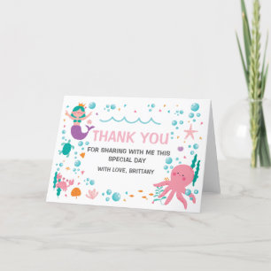 Tarjeta De Agradecimiento Mermaid Under the Sea The sea thank you card