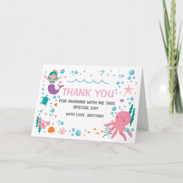 Tarjeta De Agradecimiento Mermaid Under the Sea The sea thank you card (Anverso)