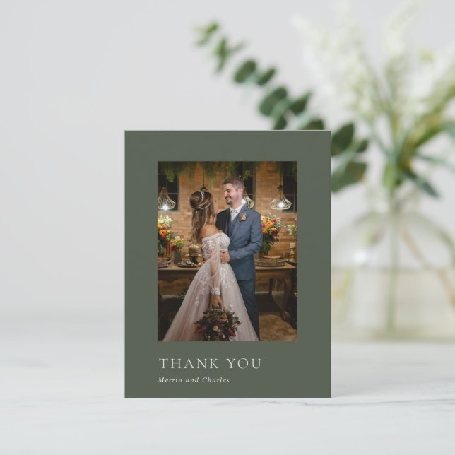 Tarjeta De Agradecimiento Merrin Moss Elegant Wedding (Anverso de pie)