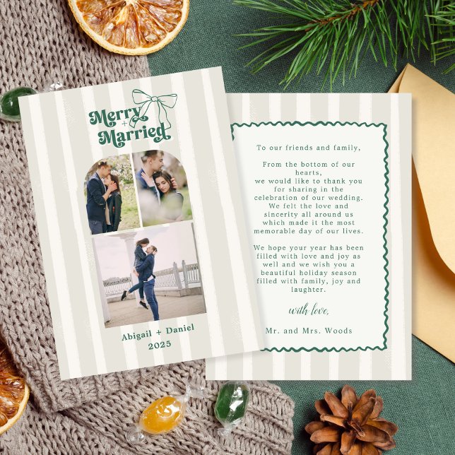 Tarjeta De Agradecimiento Merry and Married Hand Drawn Frame Photo Wedding (Subido por el creador)