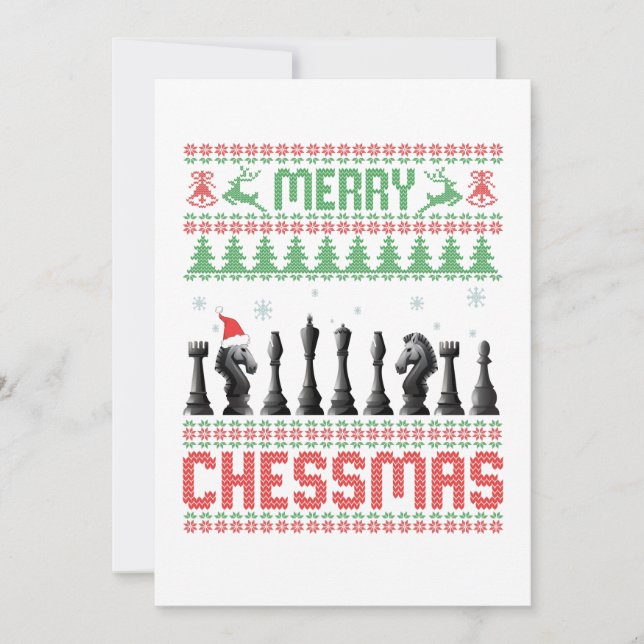 Tarjeta De Agradecimiento Merry Chessmas navidades de ajedrez divertidos y s (Anverso)