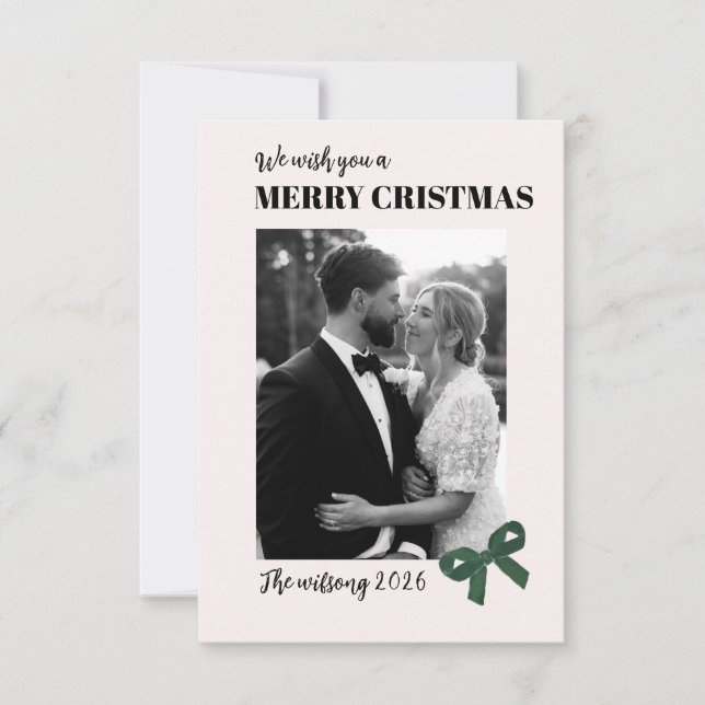 Tarjeta De Agradecimiento Merry Christmas Card Template, Family Photo (Anverso)