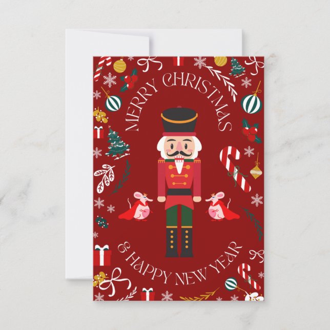 Tarjeta De Agradecimiento Merry Christmas Nutcracker Card (Anverso)