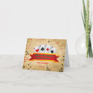 Tarjeta De Agradecimiento Merry Christmas Poker Buddies Las Vegas Cards