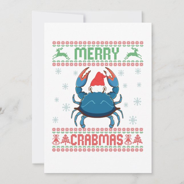 Tarjeta De Agradecimiento Merry Crabmas Funny Crab Navidades feos suéter (Anverso)