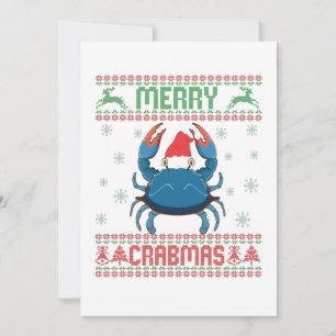 Tarjeta De Agradecimiento Merry Crabmas Funny Crab Navidades feos suéter