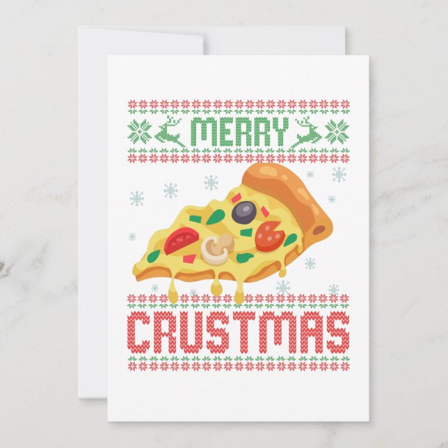 Tarjeta De Agradecimiento Merry Crustmas Navidades divertidos Pizza Sudadera (Anverso)