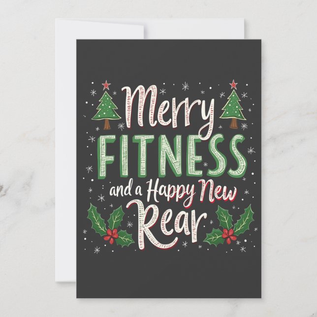 Tarjeta De Agradecimiento Merry Fitness y Feliz Nueva Navidad de Construcció (Anverso)