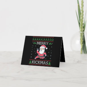 Tarjeta De Agradecimiento Merry Kickmas Funny Karate Santa Navidad Familia