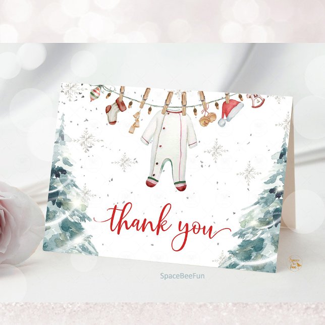 Tarjeta De Agradecimiento Merry Little Baby Shower (Merry Little Baby Shower, thank you card, holiday baby shower, Christmas baby shower, winter baby sh)