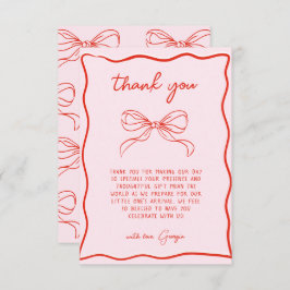 Tarjeta De Agradecimiento Merry Little Baby Shower Hand Drawn Bow Thank You