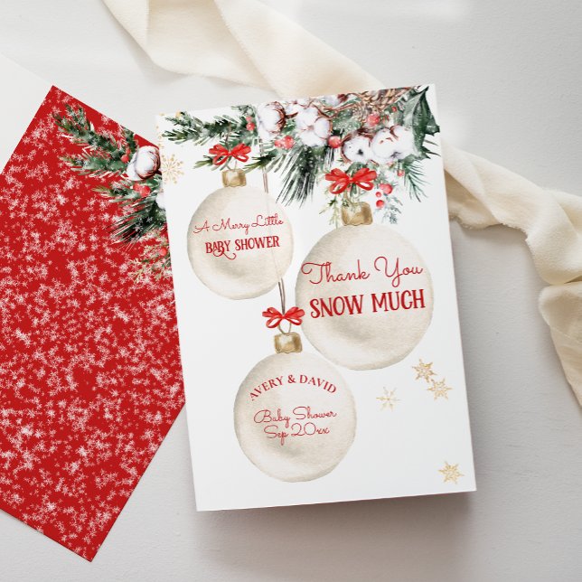 Tarjeta De Agradecimiento Merry Little Baby Shower Modernos Navidades (Subido por el creador)