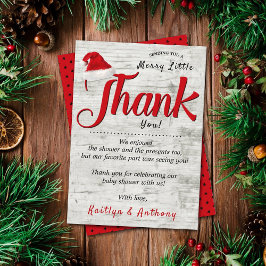 Tarjeta De Agradecimiento Merry Little Navidades Baby Shower