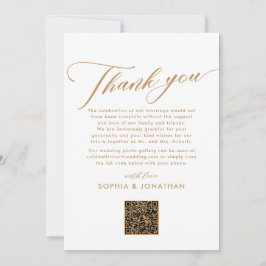 Tarjeta De Agradecimiento Mesa de boda con caligrafía dorada elegante