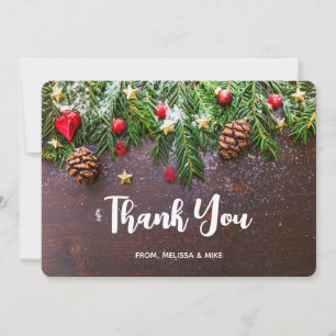 Tarjeta De Agradecimiento Mesa de Navidades rusos con pino y nieve gracias